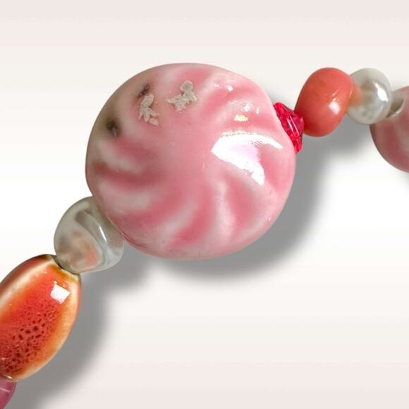 Free People Bohemian Chunky Agnes Choker Silver Pink Beach Boho NWT HTF Layering - Picture 9 of 14